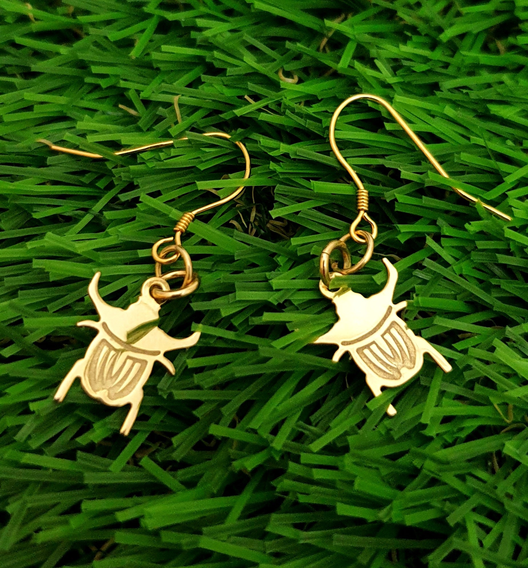 Egyptian Scarab Earrings | 925 Sterling Silver Gold Plated