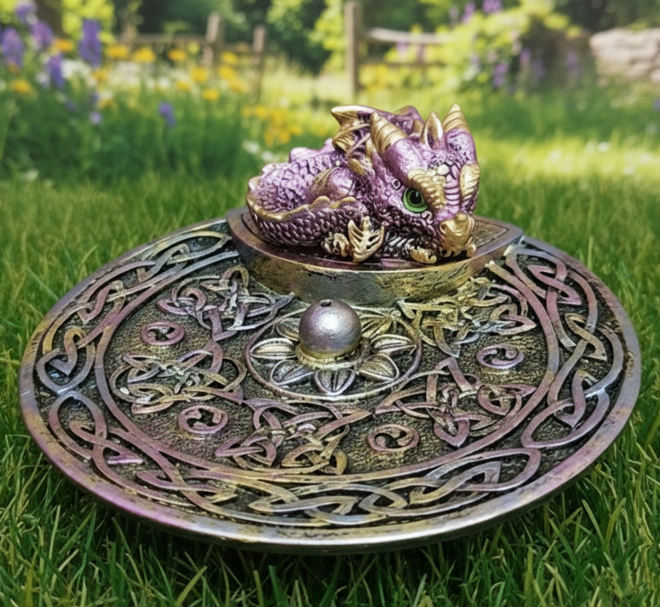 Pink Celtic Dragon Incense Holder