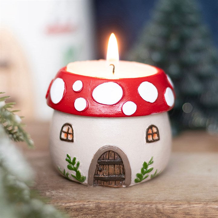 Gnome House Mushroom Candle Holder