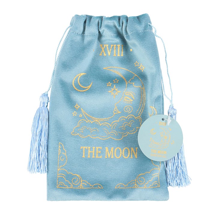 "The Moon" Tarot and Oracle Bag - Blue and Gold Velvet