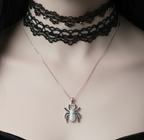 Black Widow Necklace with Cubic Zirconia | 925 Sterling Silver