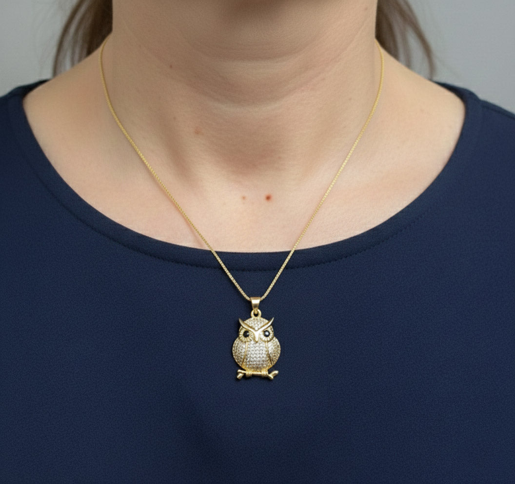 18k Gold Plated Brass Owl Necklace