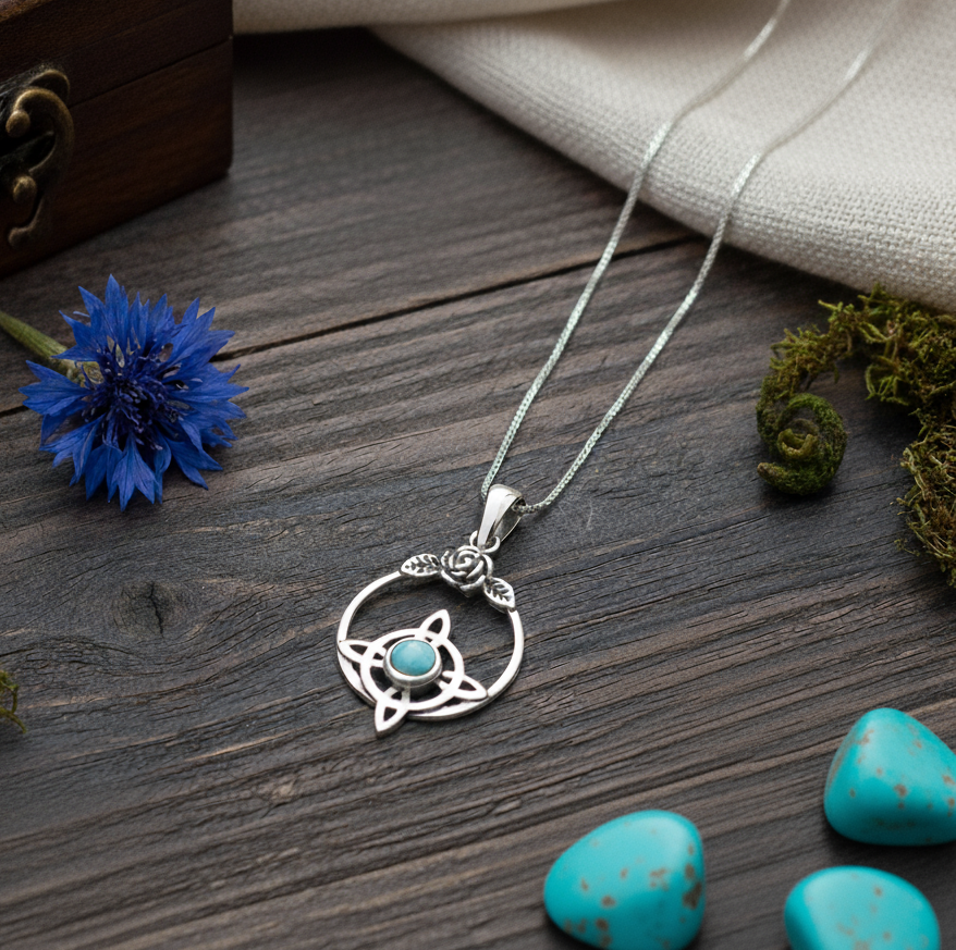 Witch's Knot Necklace with Turquoise | 925 Sterling Silver