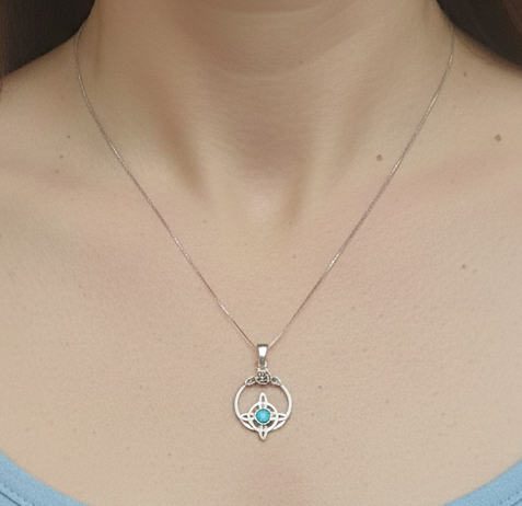 Witch's Knot Necklace with Turquoise | 925 Sterling Silver