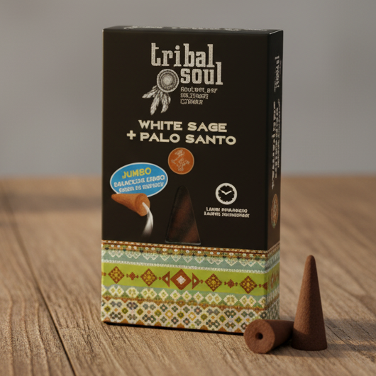 Backflow Incense Cones White Sage and Palo Santo (Tribal Soul)