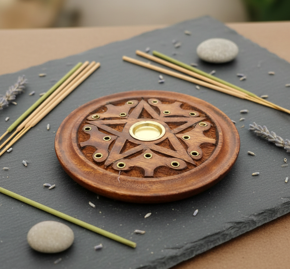 Wooden Pentagram Incense Holder
