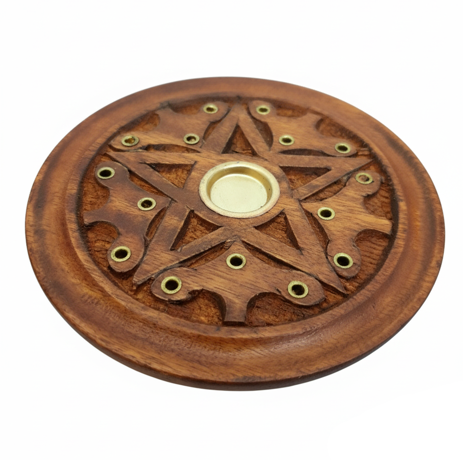 Wooden Pentagram Incense Holder
