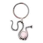 Snake Amulet Keychain with Rose Quartz "Serpentine"