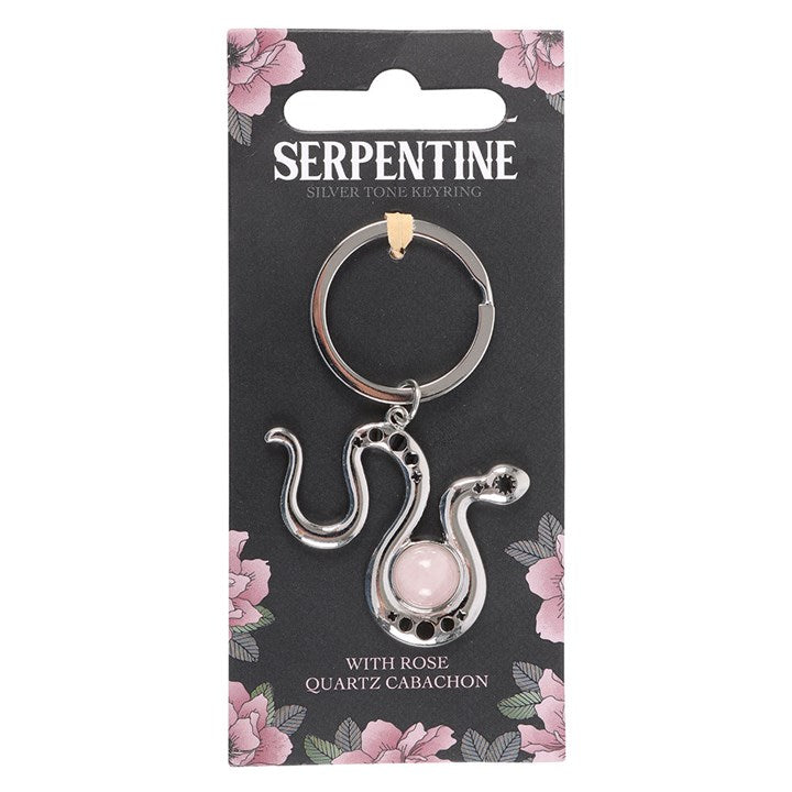 Snake Amulet Keychain with Rose Quartz "Serpentine"