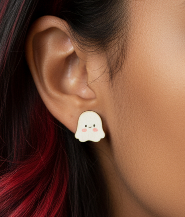 Wooden Ghost Earrings