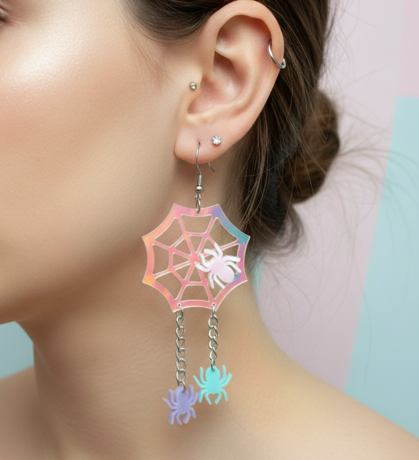 Holographic Spiderweb Earrings