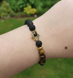 Hamsa bracelets with lava stone and tiger's eye