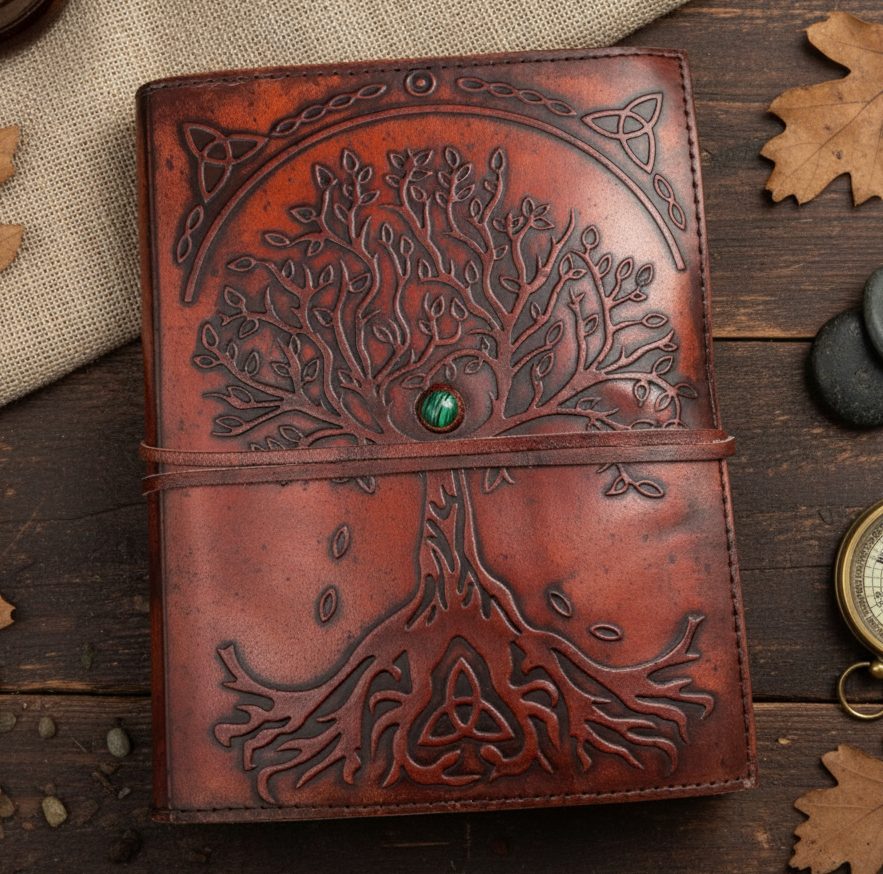 Cuaderno de Cuero Artesanal "Árbol de la Vida"