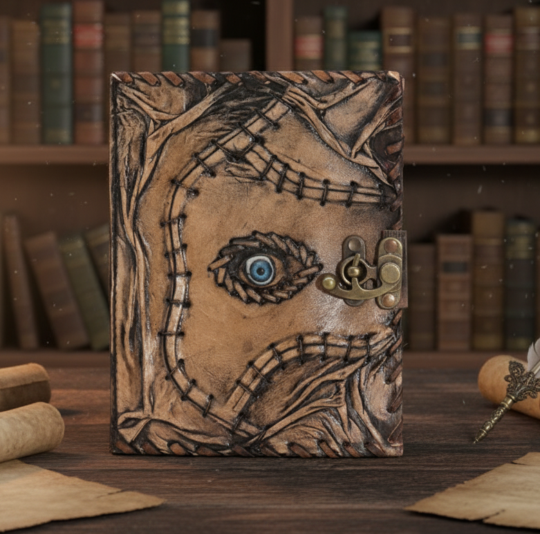 Handcrafted Leather Grimoire in Blank Pages "The All-Seeing Eye"