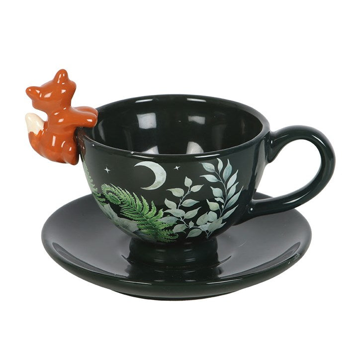Cup and Saucer with Fox "Green Forest"