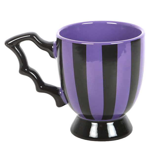 Taza a Rayas Morada y Negra "Ala de Murciélago"