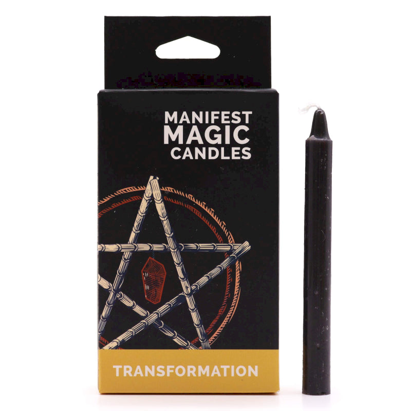 Pack of 12 Manifest Magic Candles - Black
